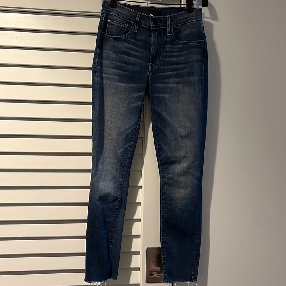 3x1 light wash skinny jeans with raw hem. Size 25. Worn once